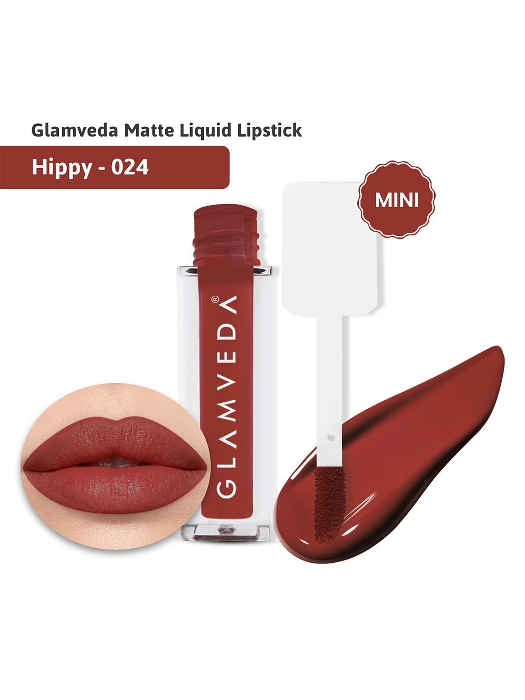 

GLAMVEDA Matte Mini Liquid Lipstick With Jojoba Oil - 1.2ml - Hippy 024, Brown