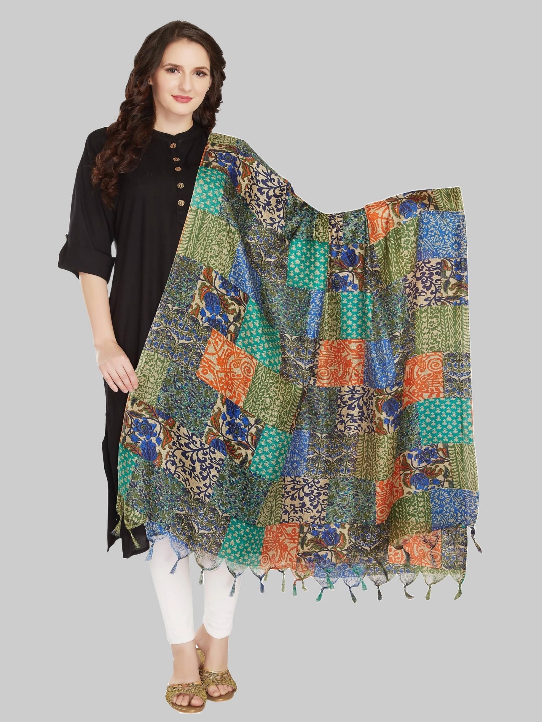

Rani Saahiba Floral Printed Dupatta, Blue