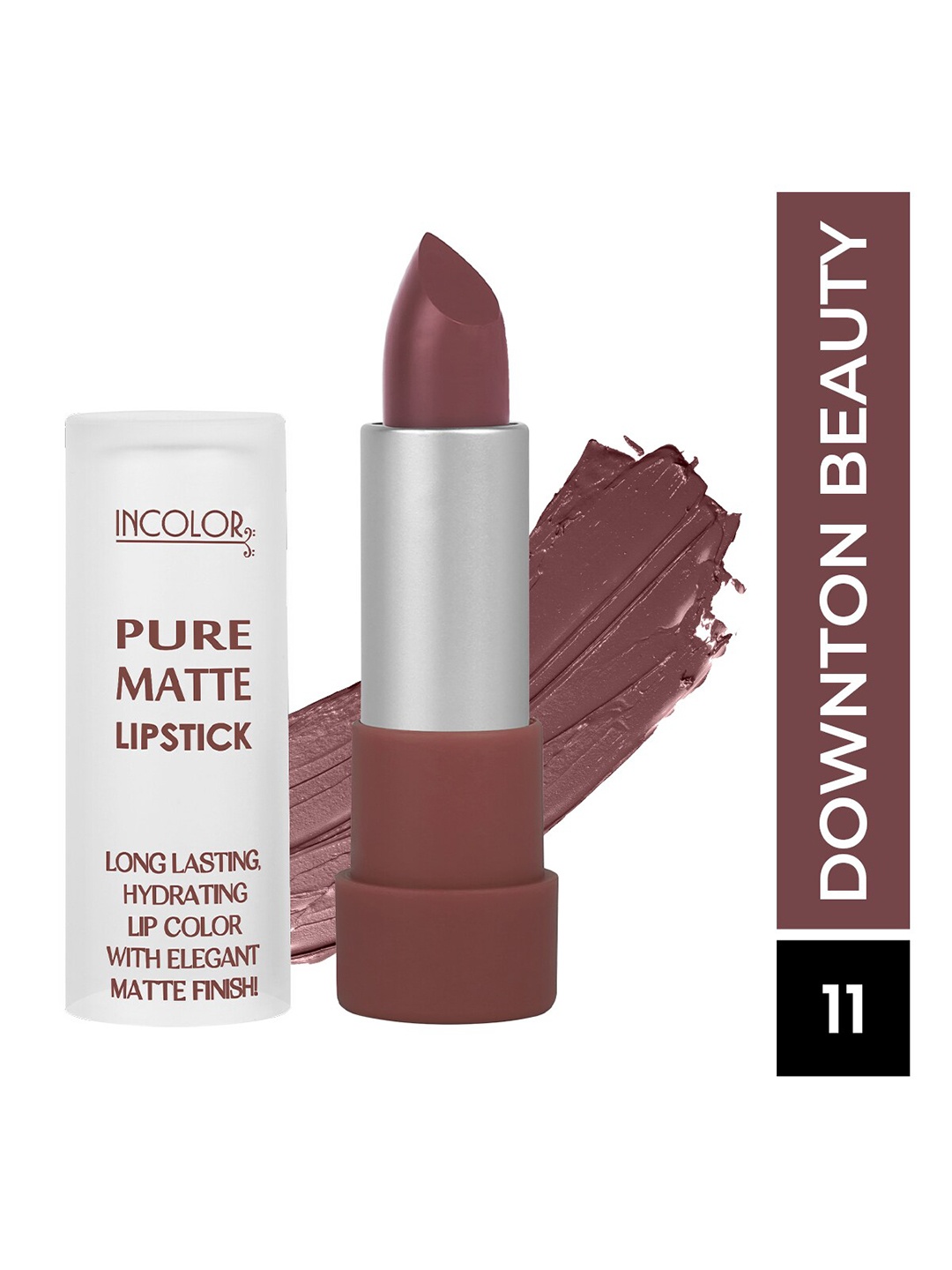 

INCOLOR Long Lasting & Hydrating Pure Matte Lipstick - Downtown Beauty 11, Brown