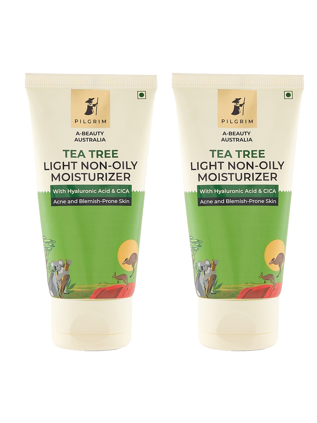 

Pilgrim Set of 2 Tea Tree Non-Oily Lightweight Hydrating Moisturiser - 80 g Each, Green