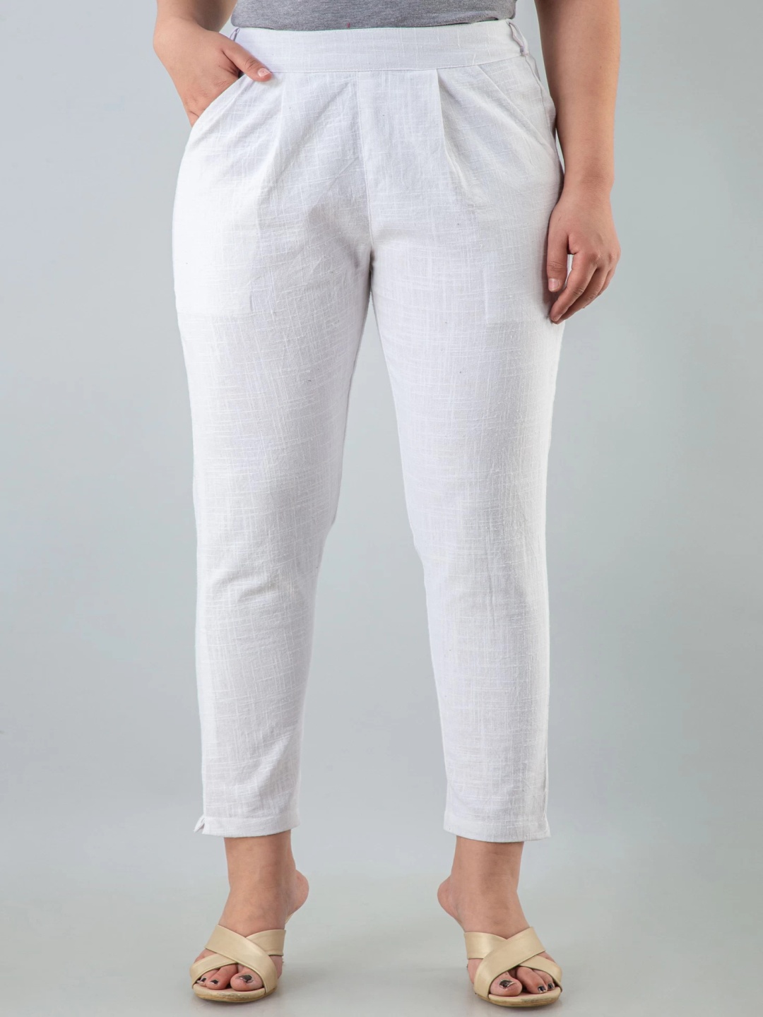 

Cloth Bites Women Easy Wash Trousers, Off white