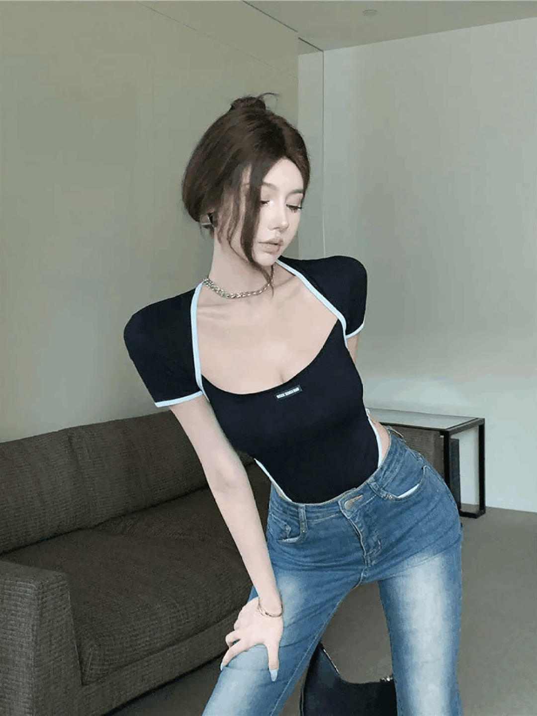 

StyleCast x Revolte Crepe Top, Black