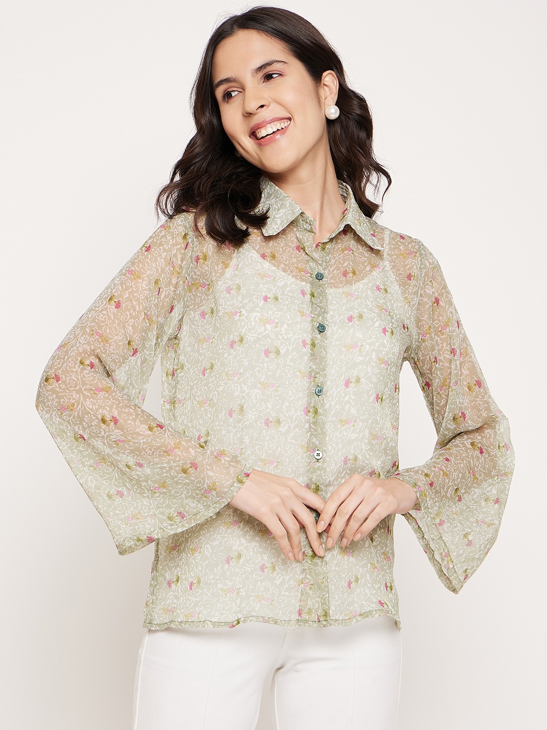 

Fashfun Classic Floral Printed Casual Shirt, Green