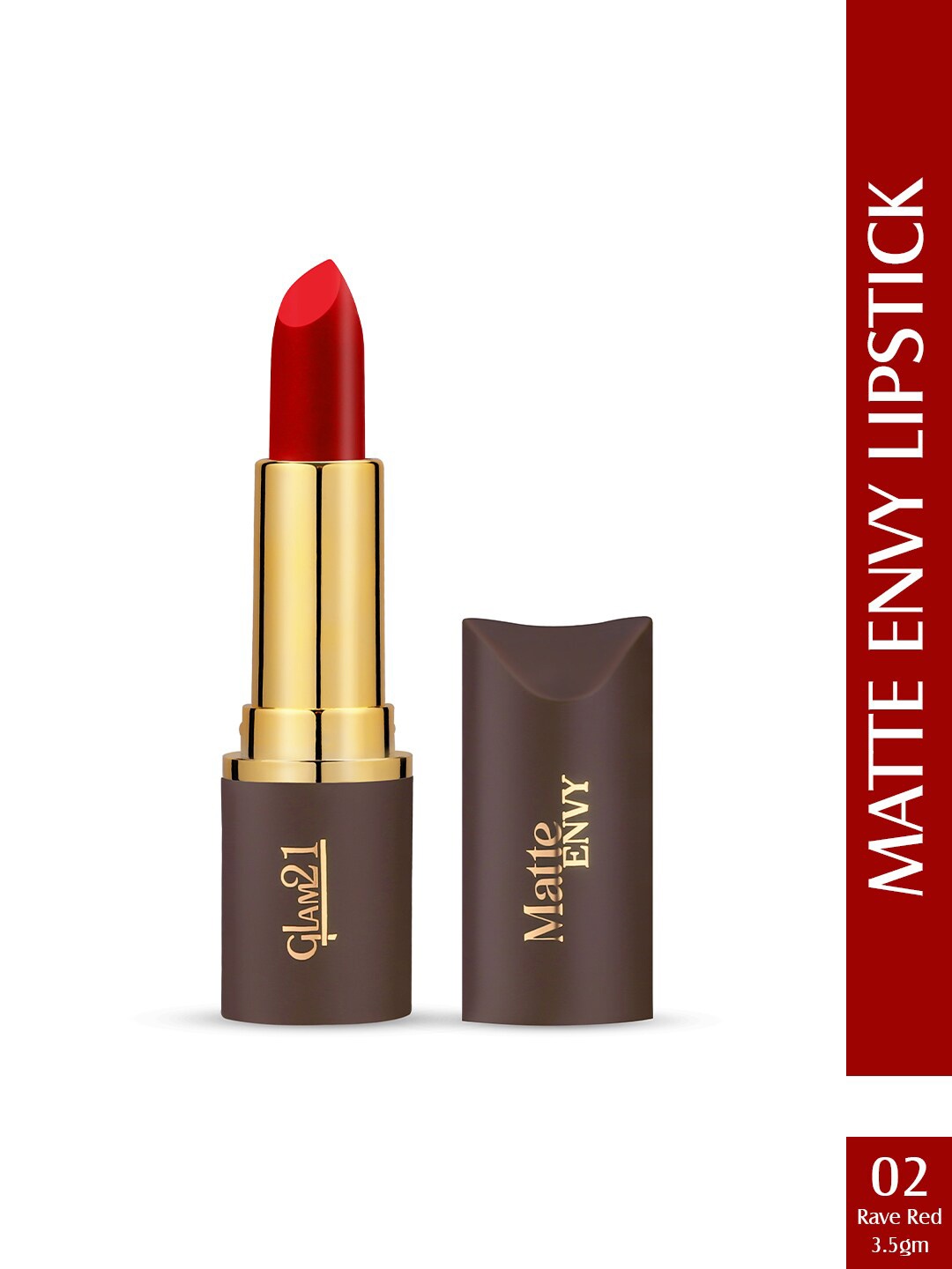 

GLAM21 Matte Envy Lipstick-3.5gm-Rave Dust-02, Red