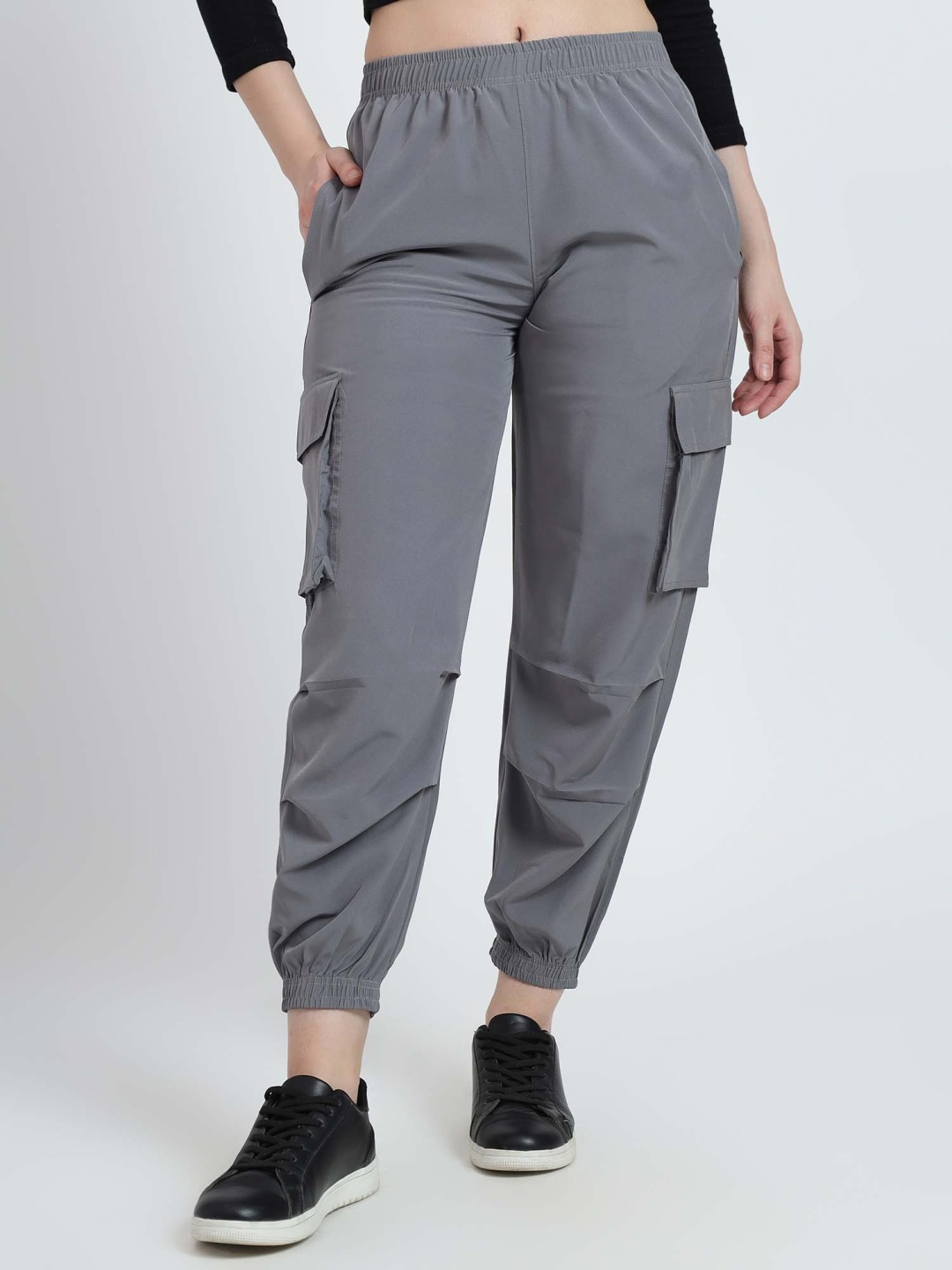 

TABADTOD Women Striped Relaxed Loose Fit Trousers, Grey