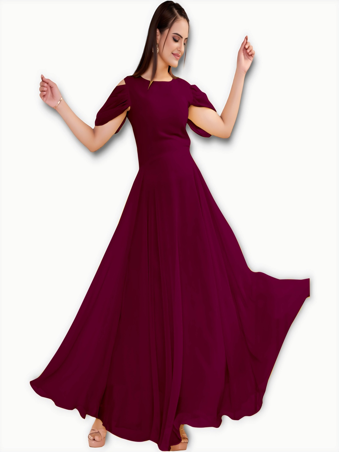 

Raiyani Enterprise Women Fit & Flare Maxi Dress, Magenta