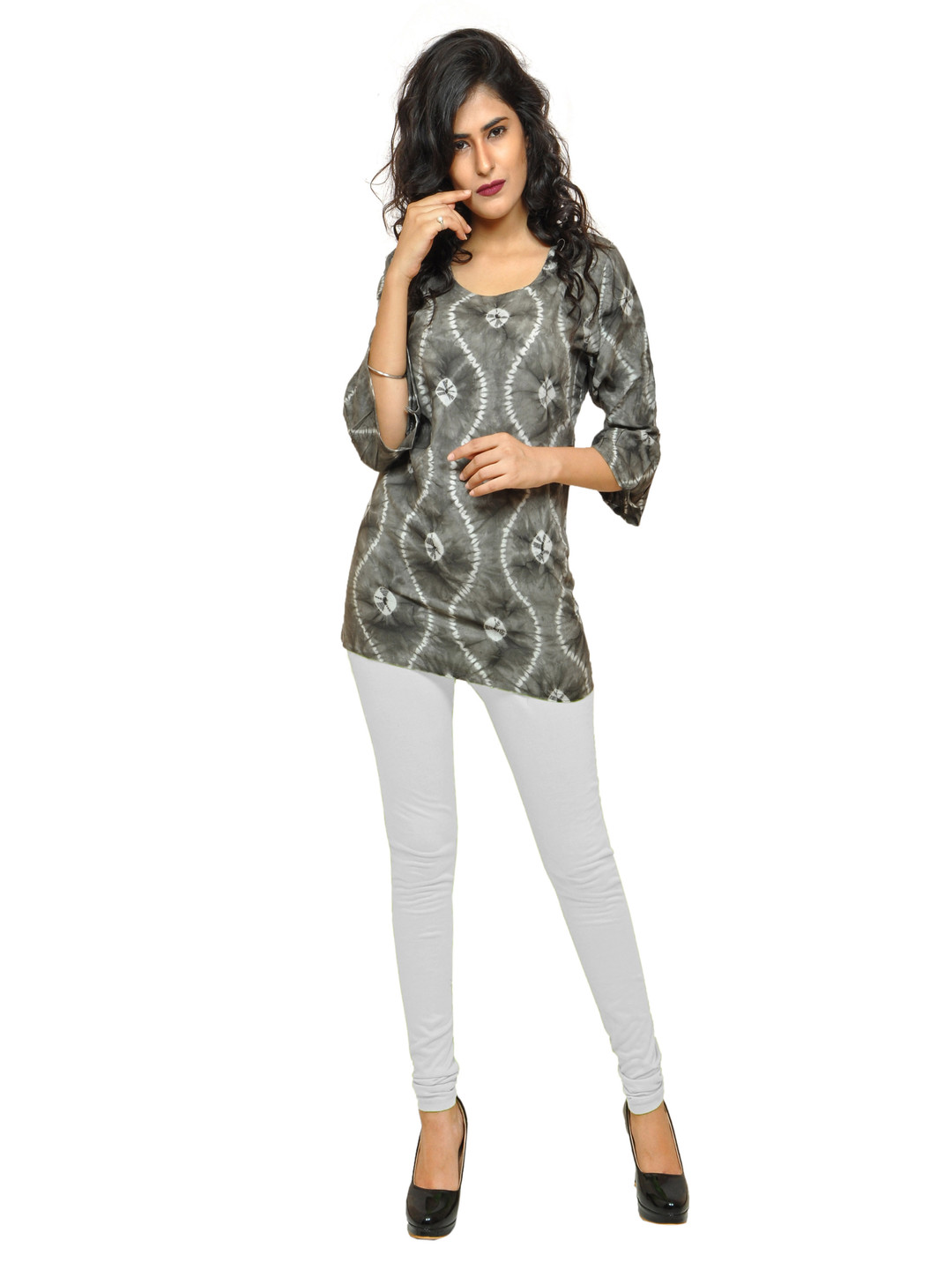 

Resha Tie and Dye Bell Sleeve Top, Grey