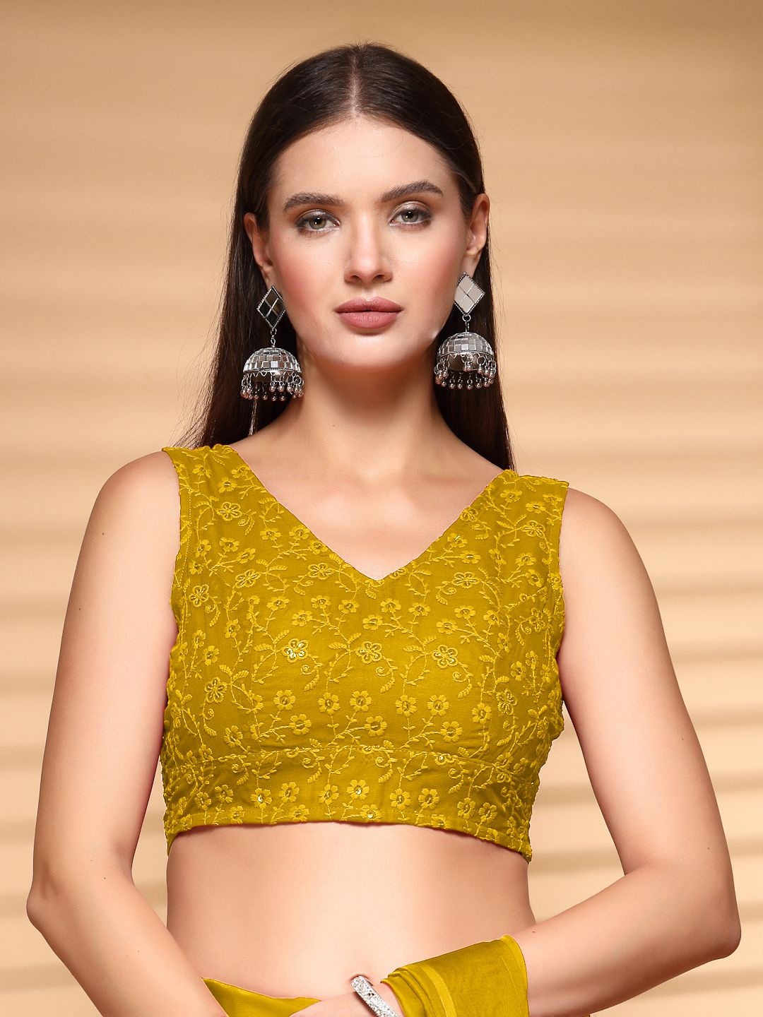 

Oomph! Women Non Padded V Neck Saree Blouse, Yellow