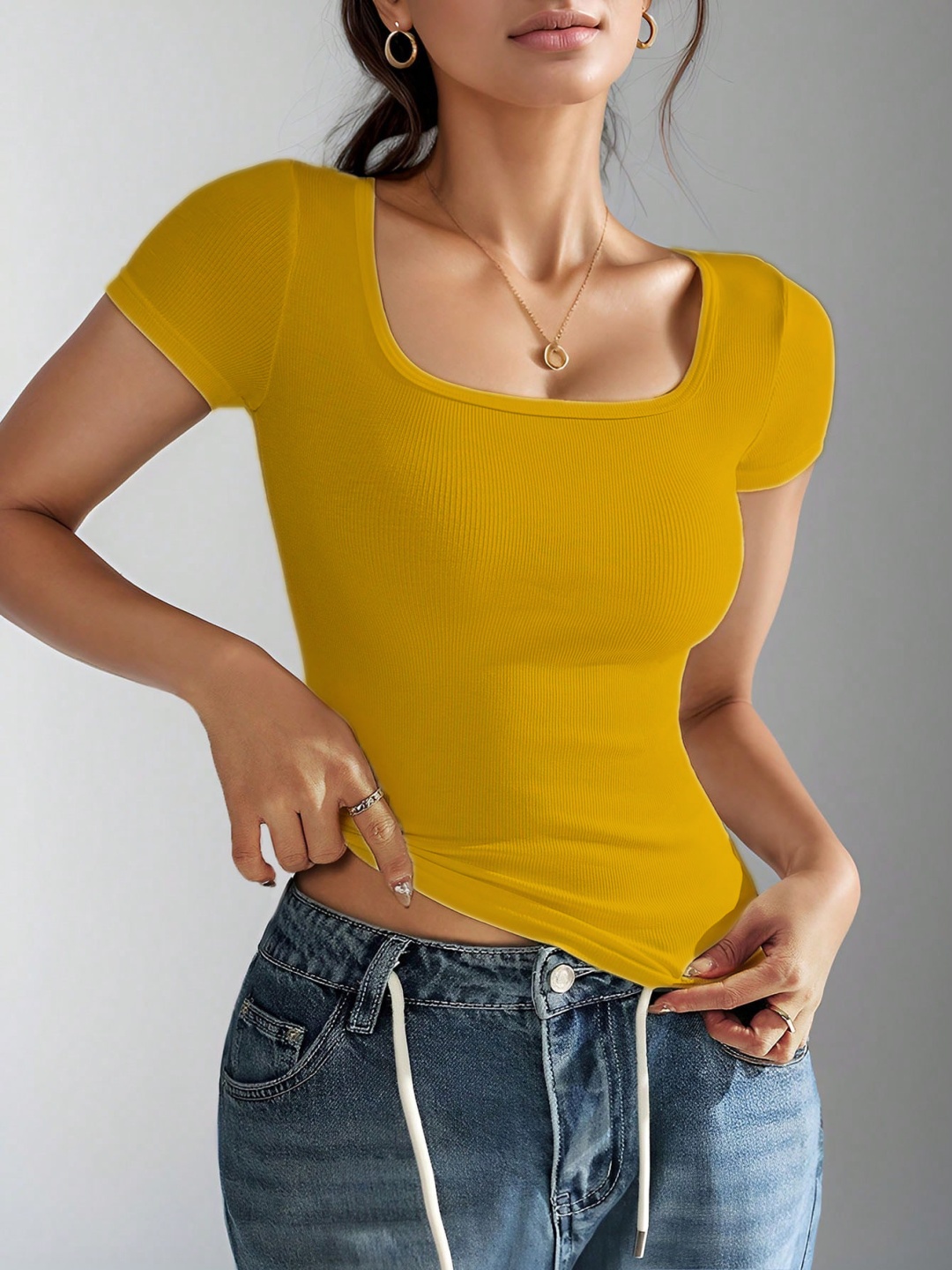 

Nalax Designs Solid Scoop Neck Tank Top, Mustard