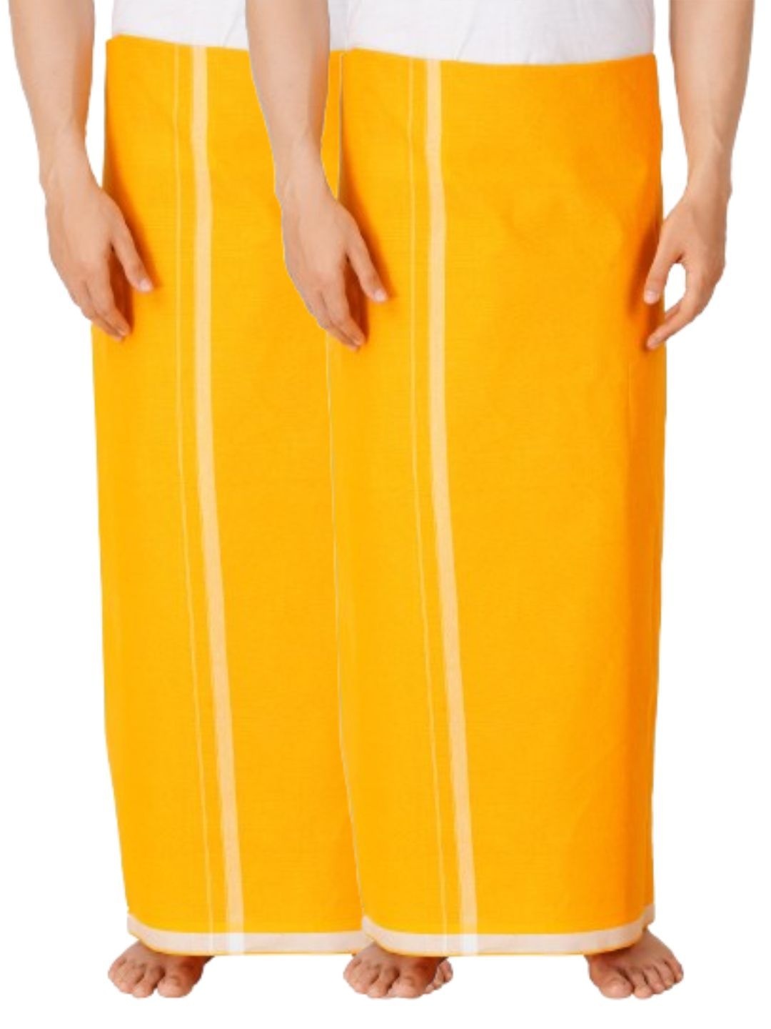

Ethazh Men Pack of 2 Dhotis, Yellow