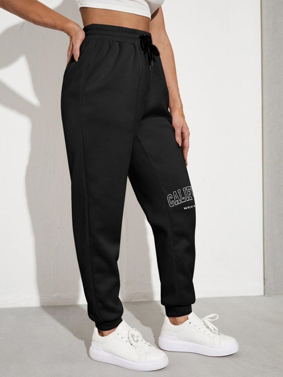 

TABADTOD Women Typography Printed Relaxed Mid-Rise Jogger, Black