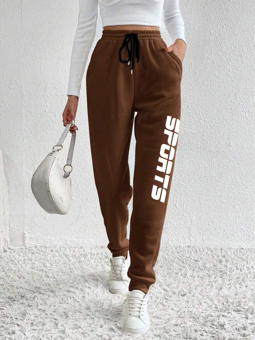 

TABADTOD Women Printed Relaxed Joggers Trousers, Brown