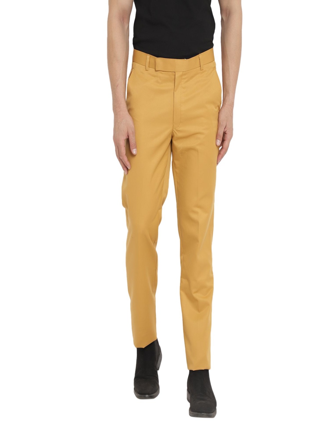 

READYON Men Smart Trousers, Mustard