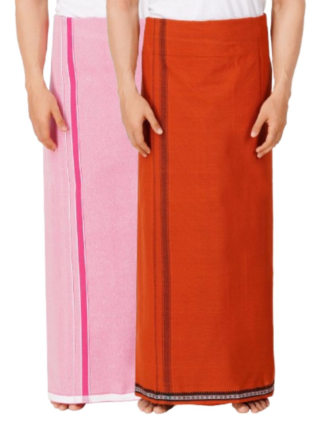 

Ethazh Men Pack of 2 Dhotis, Pink