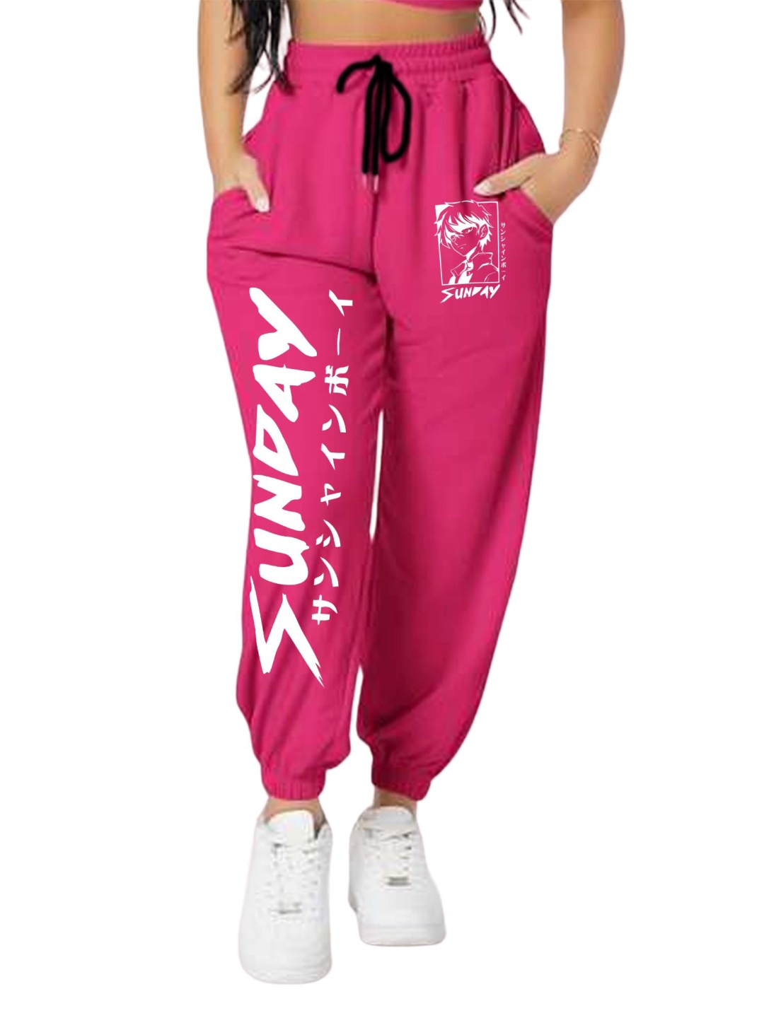 

TABADTOD Women Printed Relaxed Fit Joggers Trousers, Pink