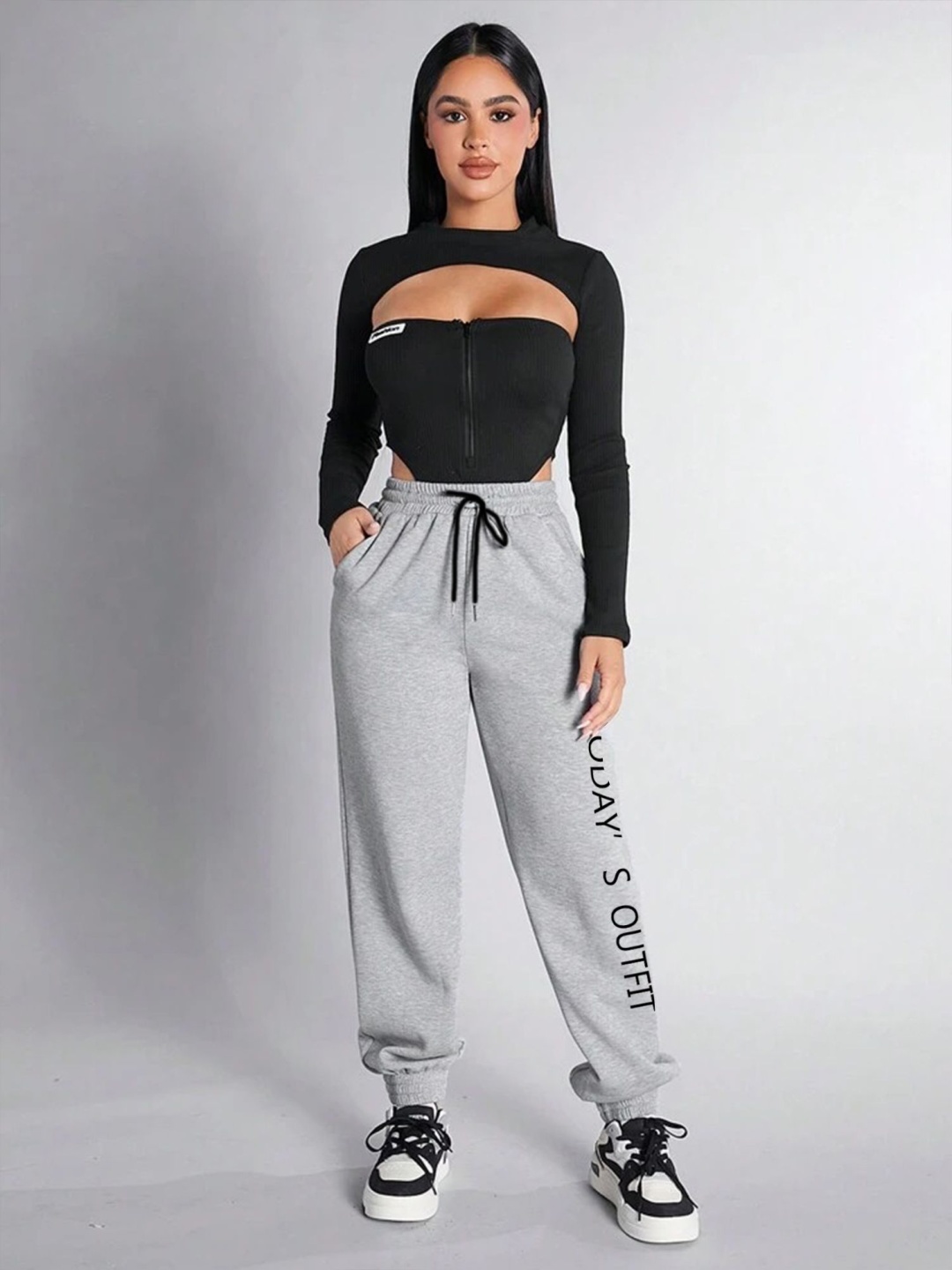 

TABADTOD Women Printed Relaxed Joggers Trousers, Grey
