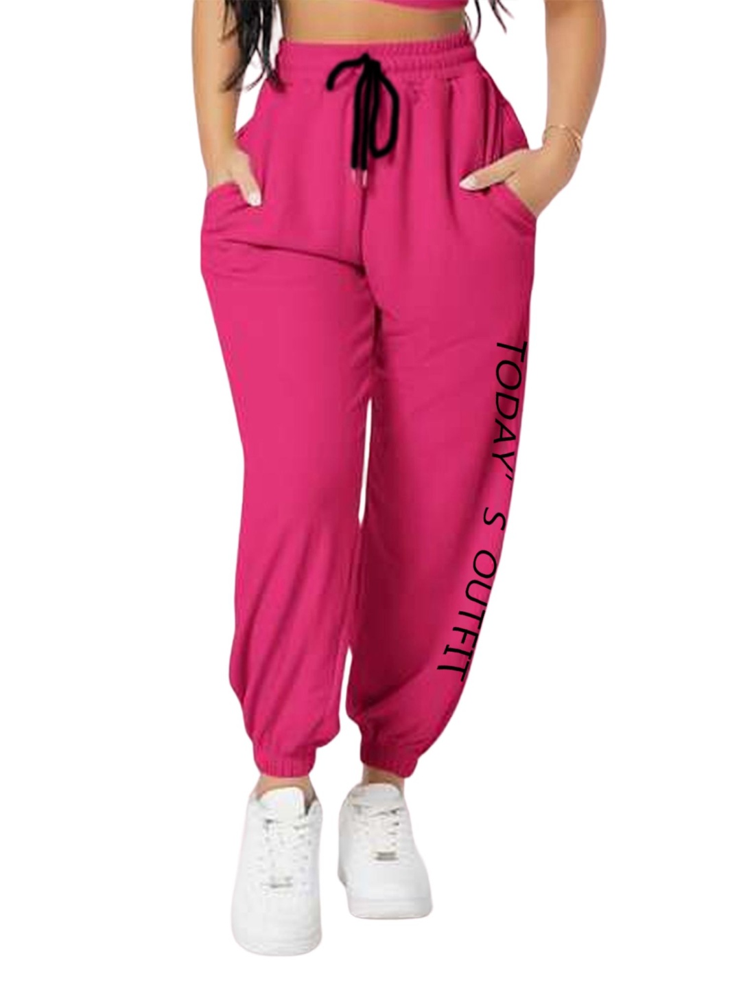 

TABADTOD Women Typography Printed Relaxed Joggers, Pink