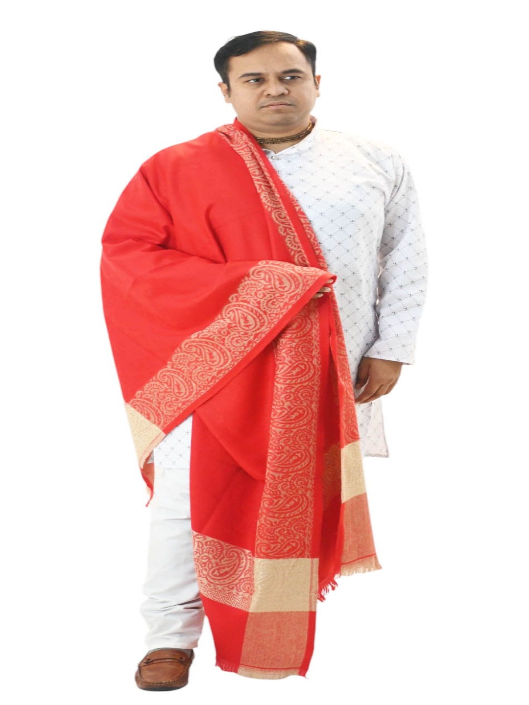 

Vrinde Ethnic Motifs Printed Woollen Shawl, Red