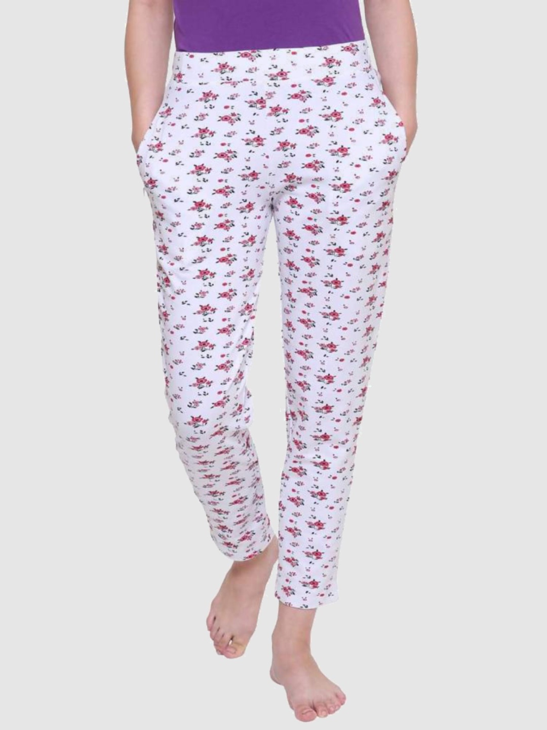 

PROTEENS Women Printed Cotton Lounge Pants, White