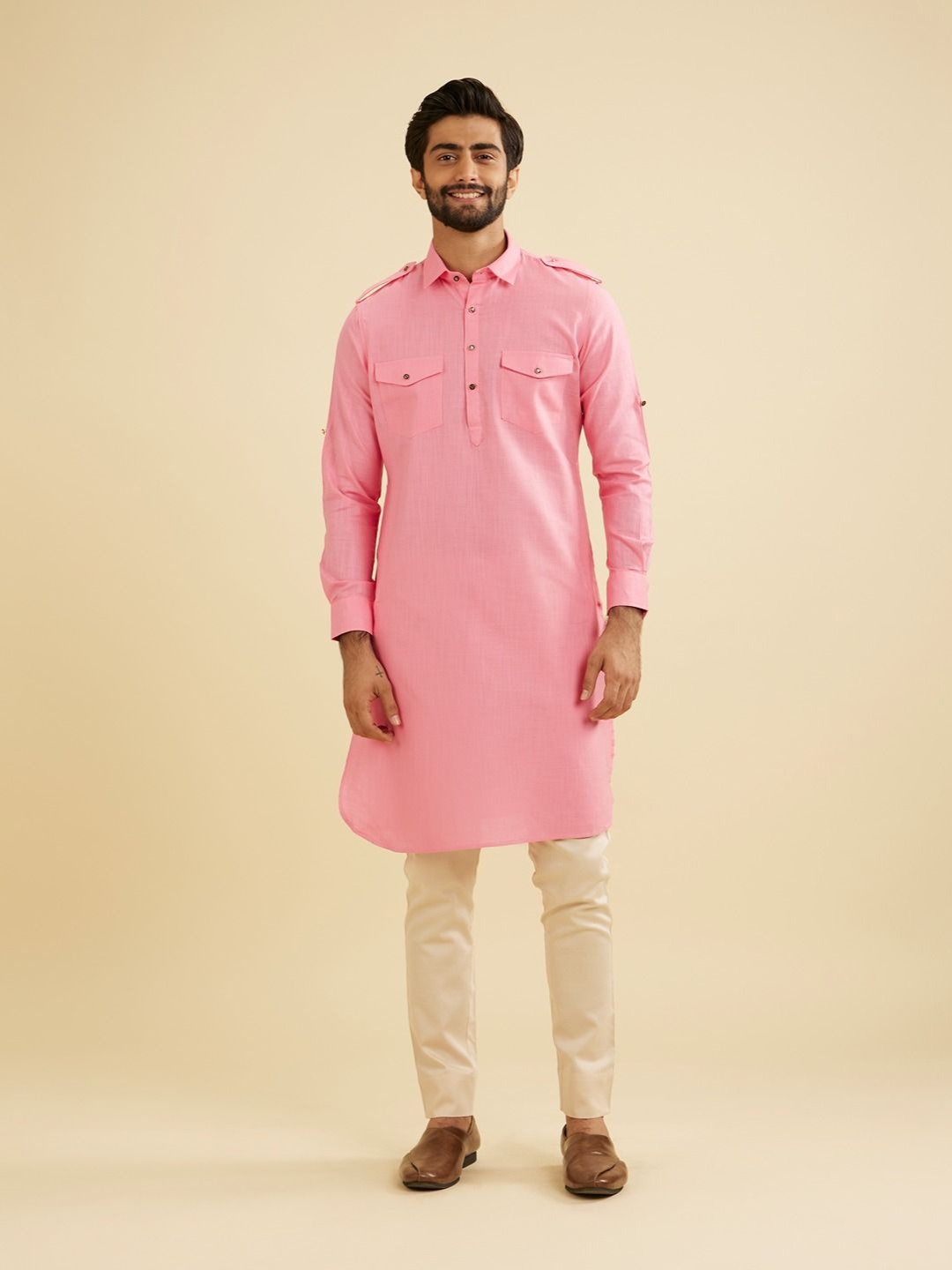 

Manyavar Men Gotta Patti Pathani Kurta, Pink