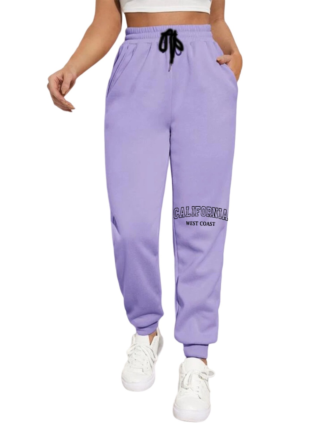 

TABADTOD Women Typography Printed Relaxed Joggers Trousers, Purple