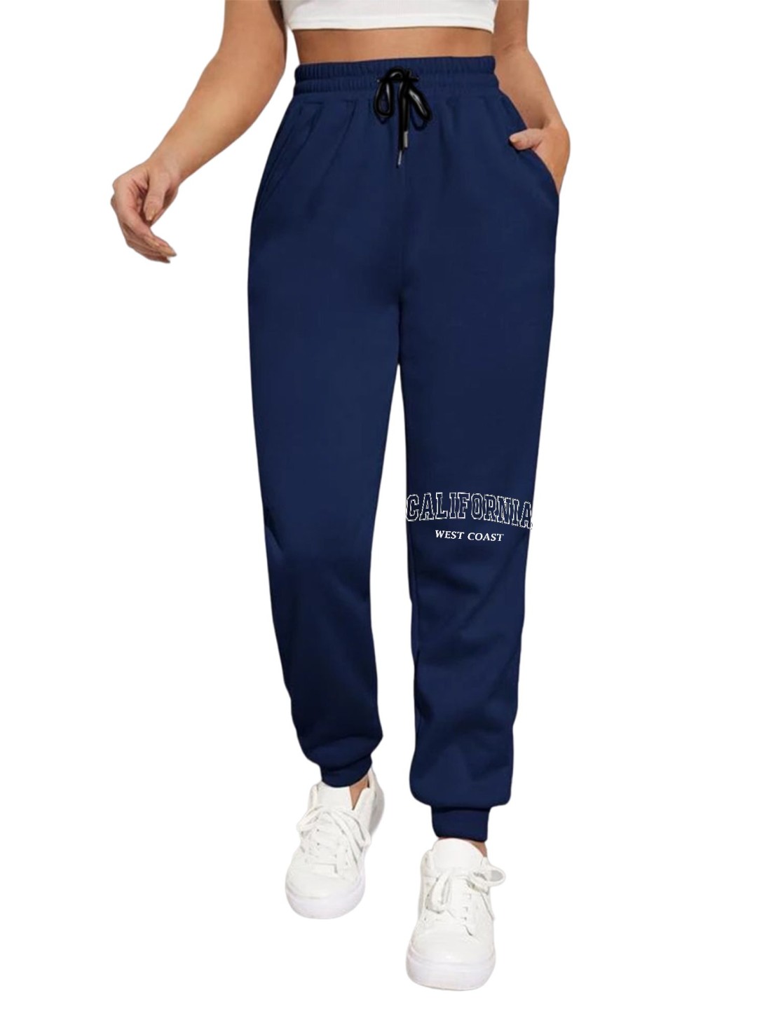 

TABADTOD Women Printed Relaxed Joggers Trousers, Navy blue