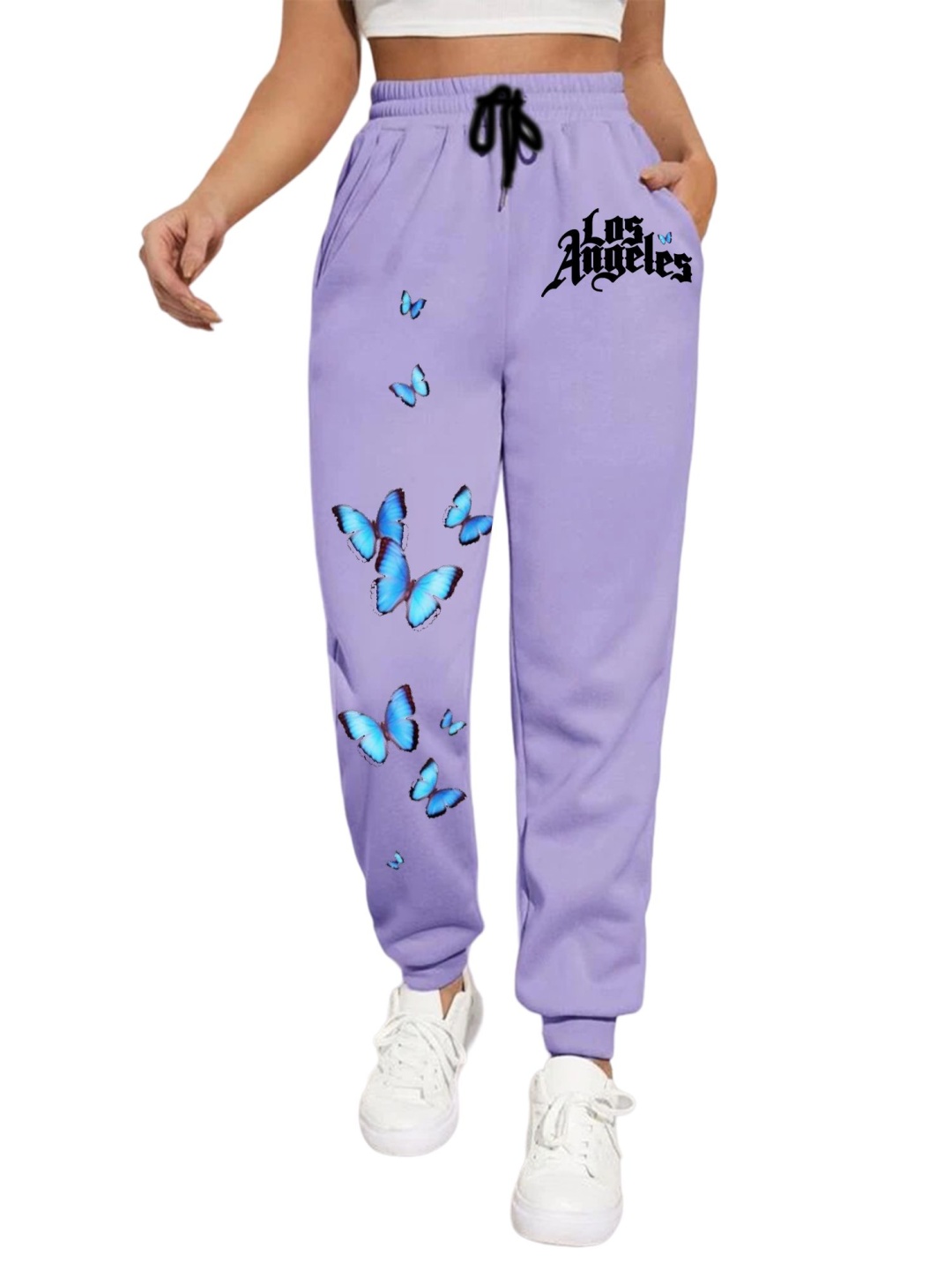 

TABADTOD Women Printed Relaxed Joggers, Purple