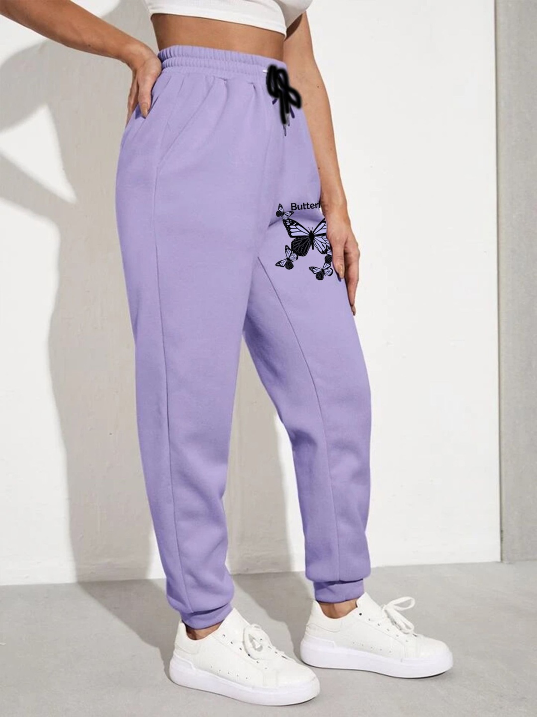 

TABADTOD Women Printed Relaxed Fit Mid-Rise Joggers Trousers, Purple