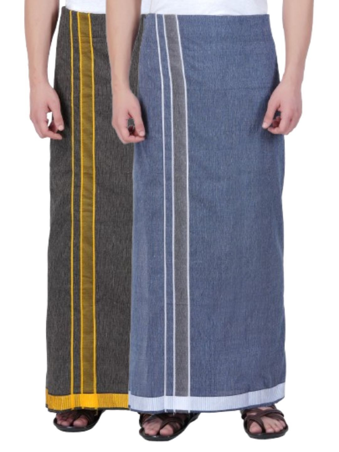 

Ethazh Men Set of 2 Cotton Dhotis, Grey