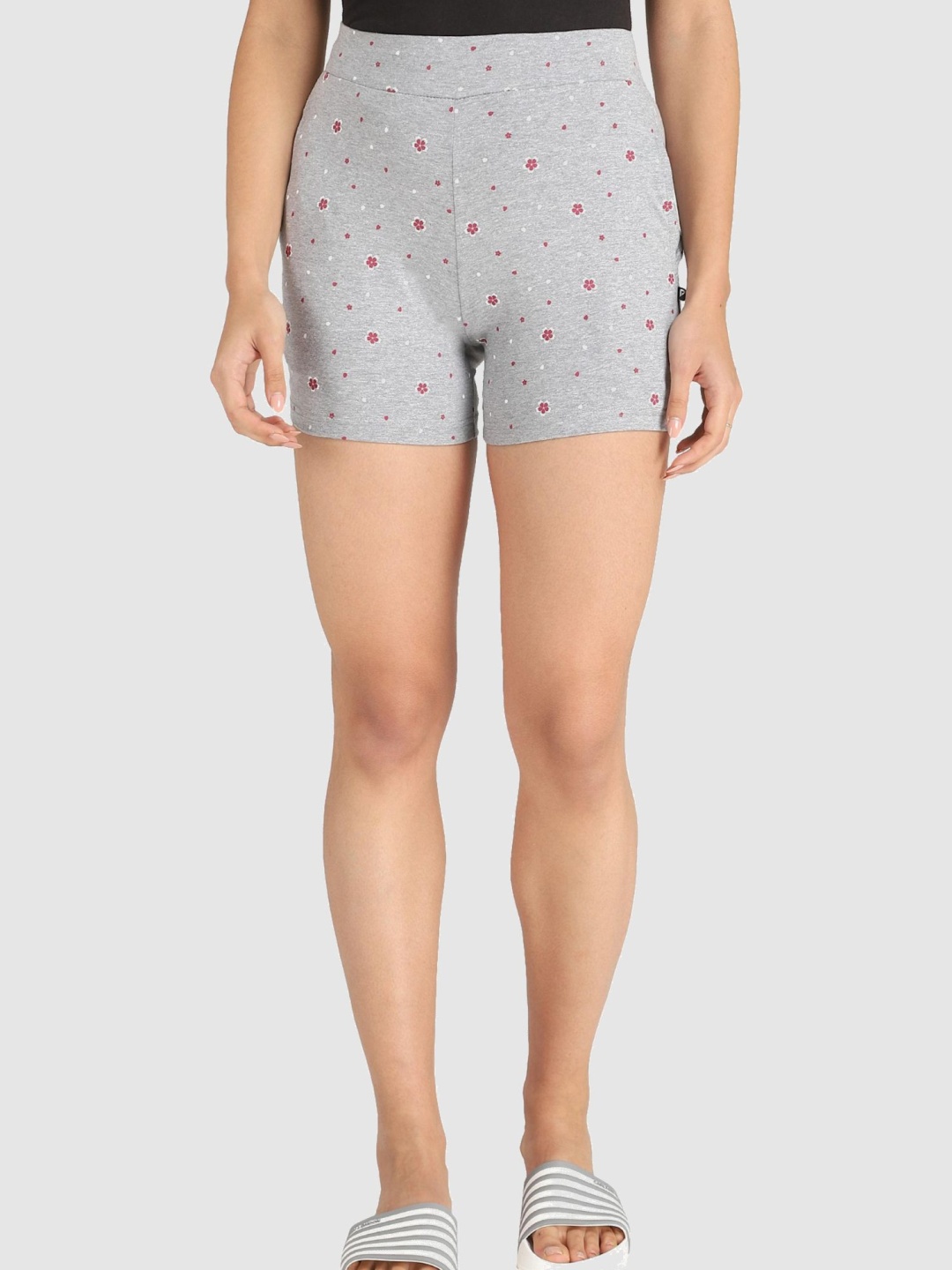 

PROTEENS Women Cotton Mid-Rise Above Knee Printed Shorts, Grey