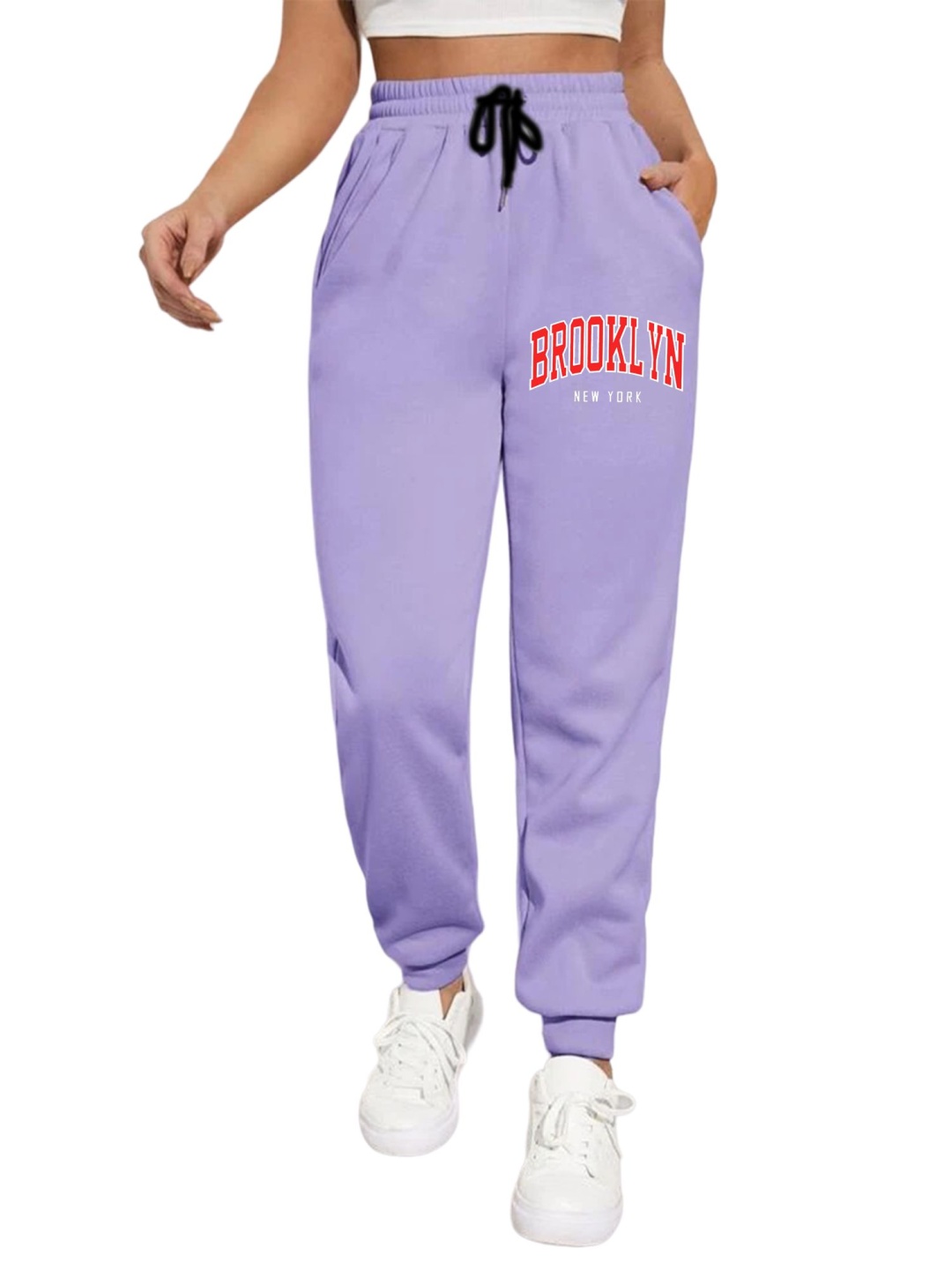 

TABADTOD Women Printed Relaxed Joggers, Purple