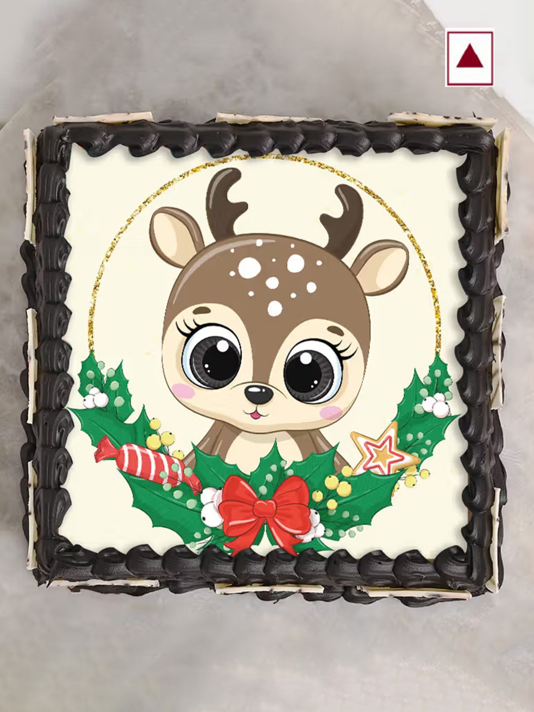 

Floweraura Christmas Bliss Chocolate Flavour Square Shape Cake- 500g, Beige