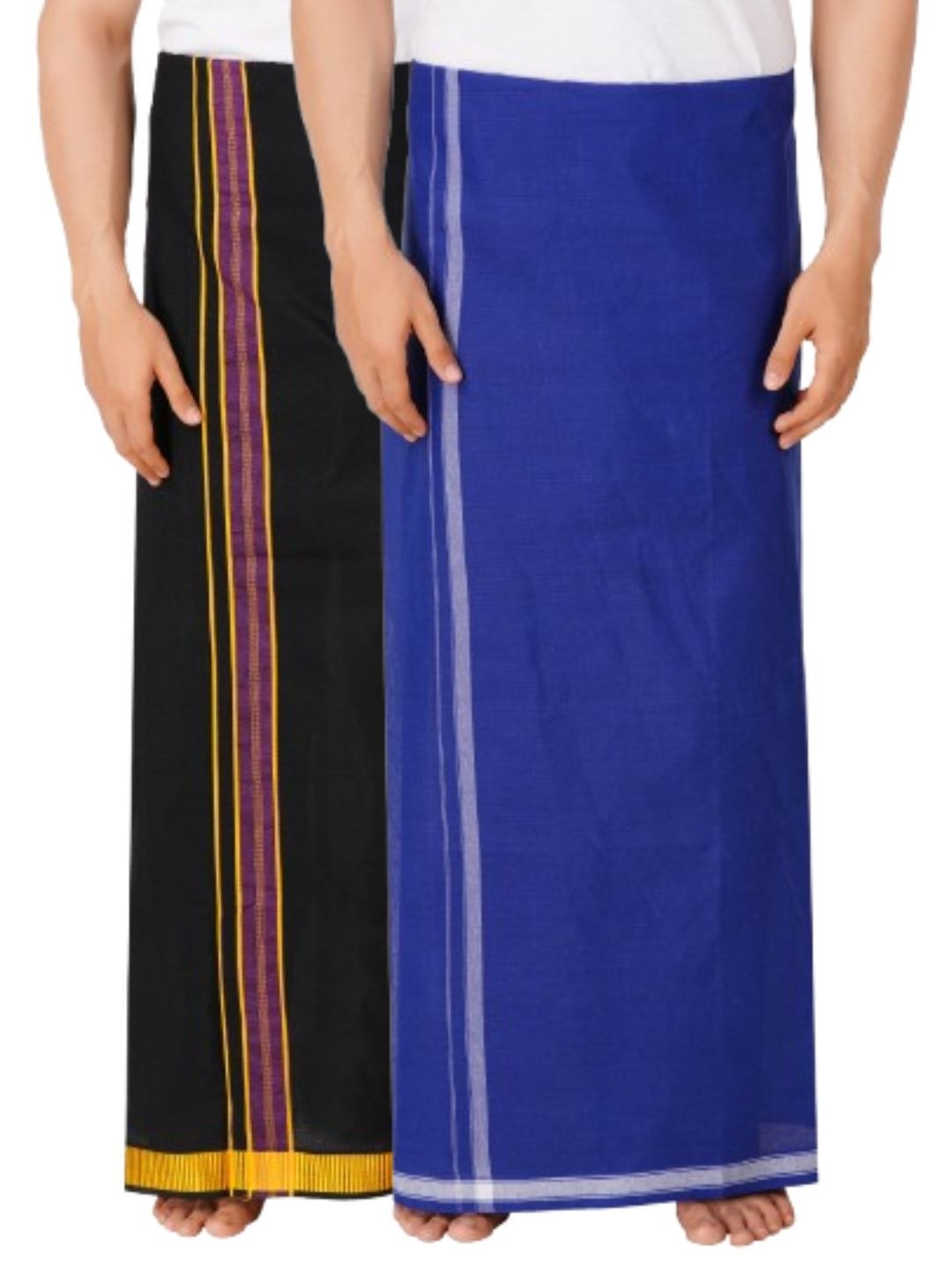 

Ethazh Men Set of 2 Dhotis, Black