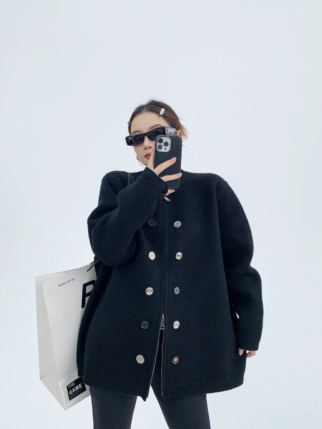 

StyleCast Women Mandarin Collar Solid Casual Bomber Jacket, Black