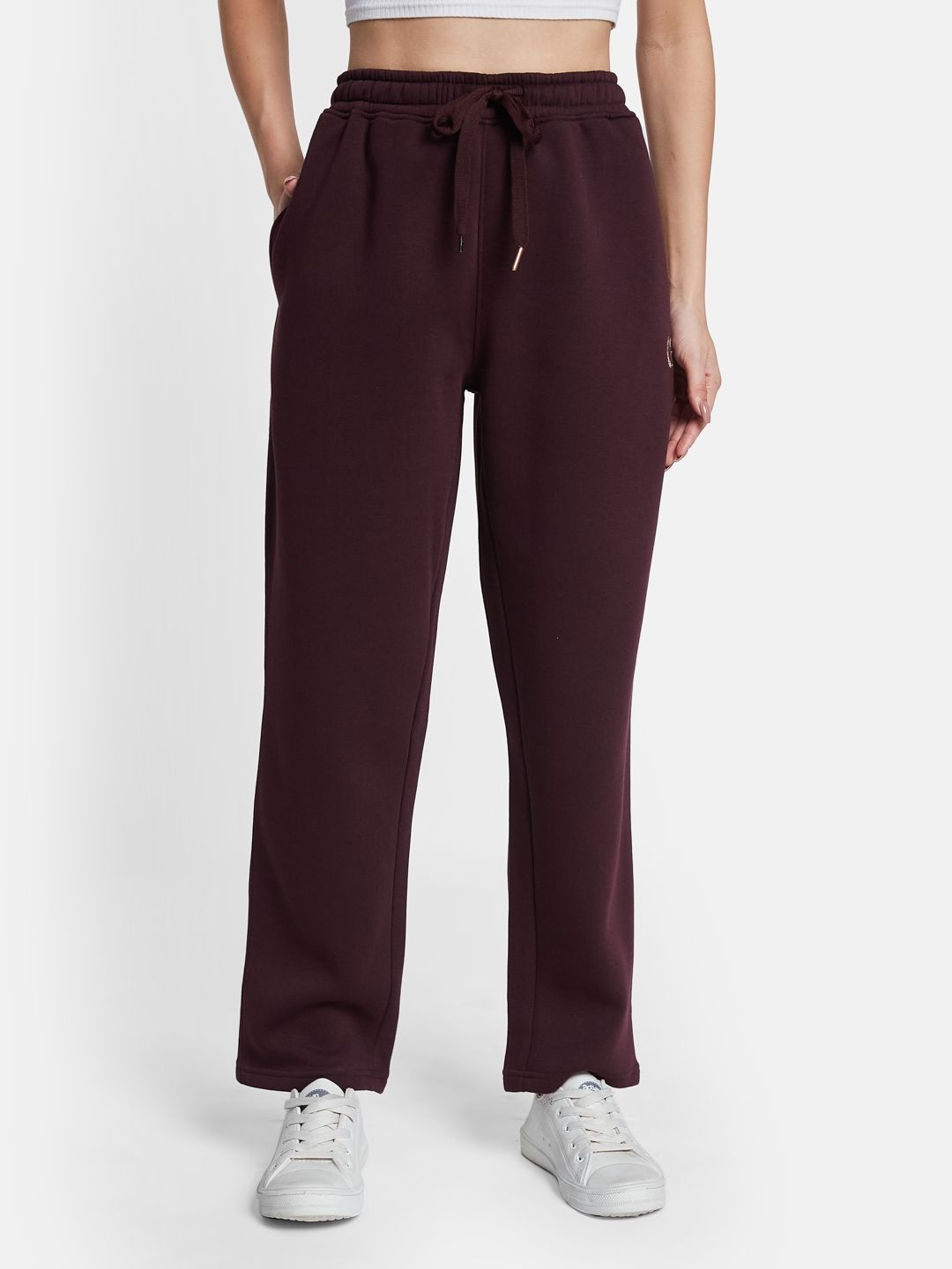 

METTLE Women Mid Rise Track Pants, Maroon