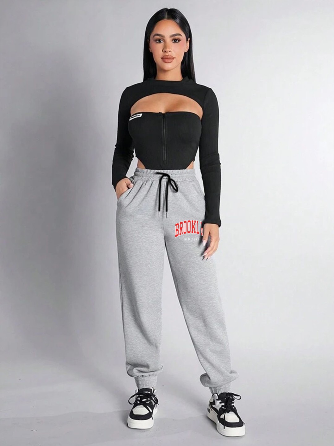 

TABADTOD Women Printed Relaxed Joggers Trousers, Grey