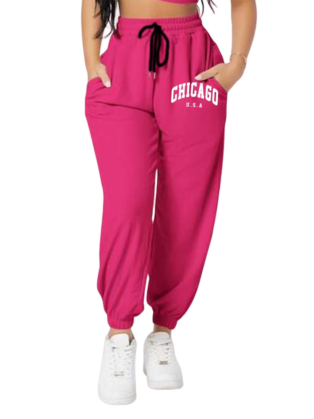 

TABADTOD Women Printed Relaxed Joggers, Pink