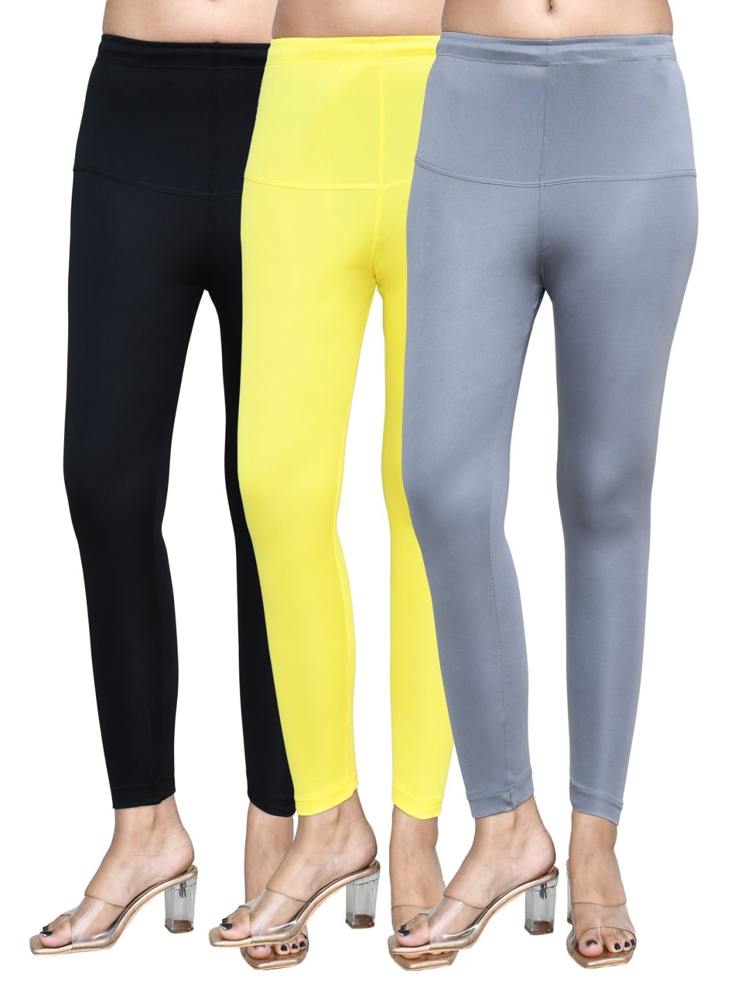 

RAPL Women Pack Of 2 Cotton Blend Breathable Ankle Length Leggings, Black