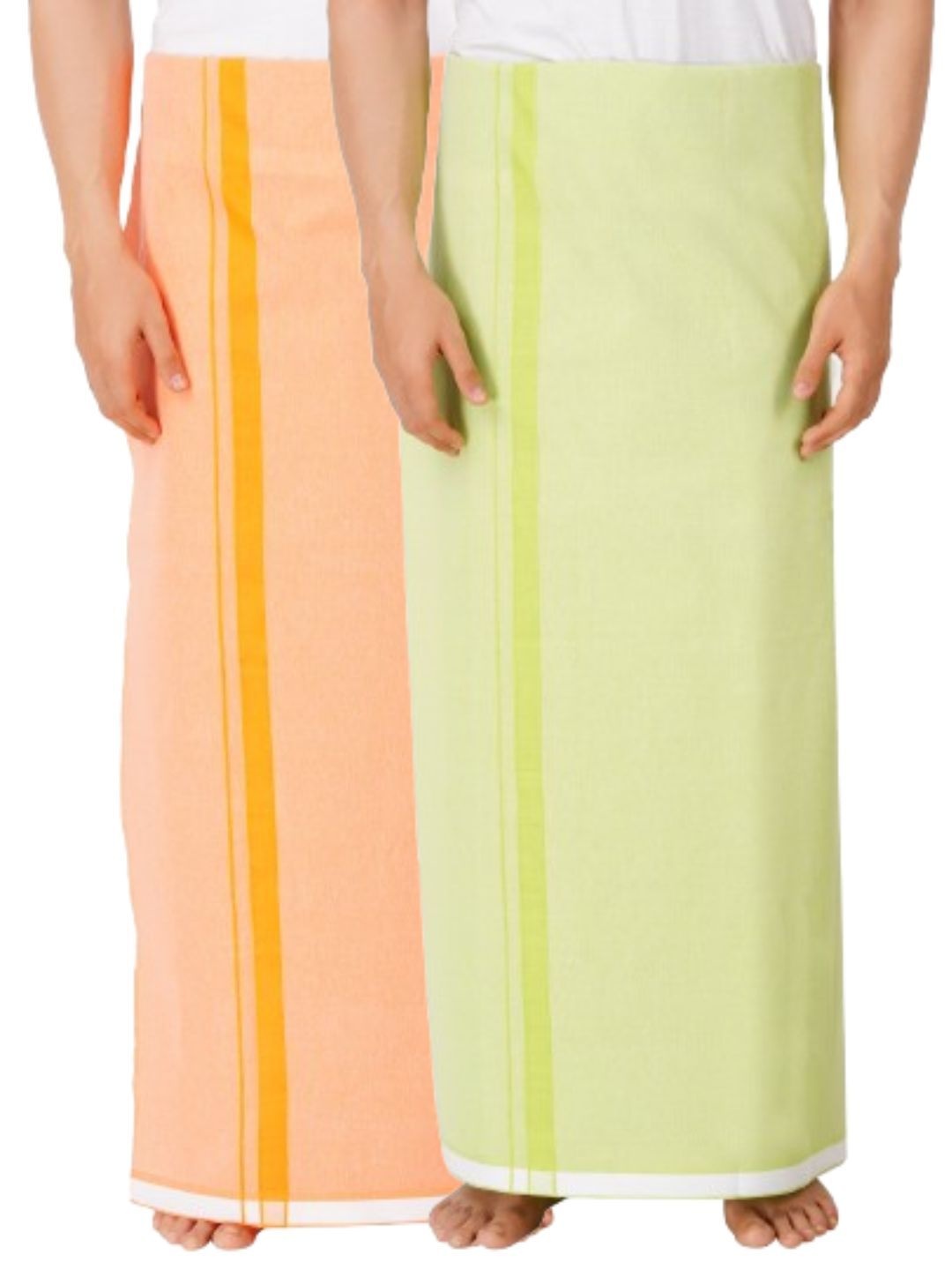 

Ethazh Men Pack of 2 Dhotis, Orange
