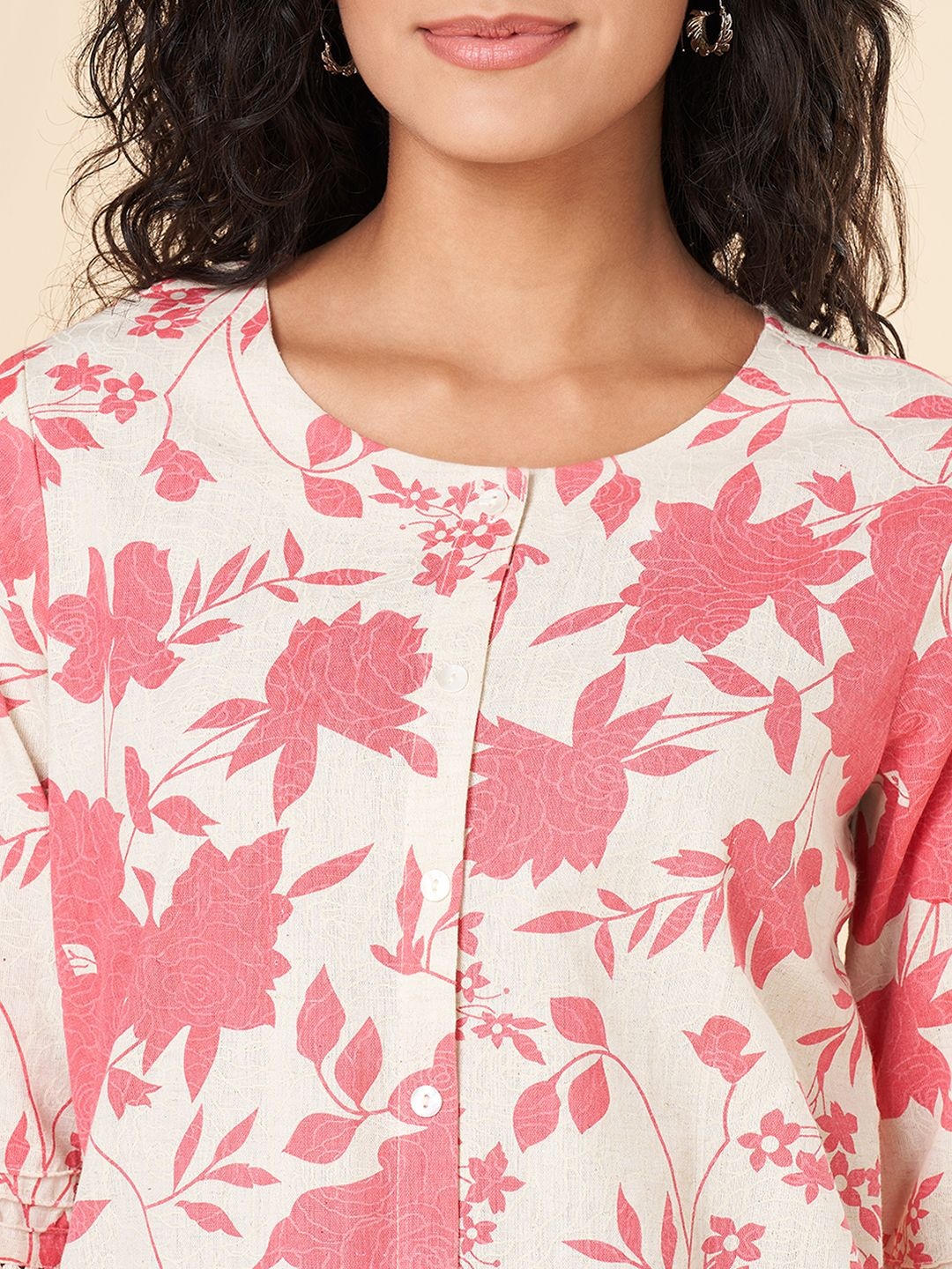 

RANGMANCH BY PANTALOONS Floral Printed Kurta, White