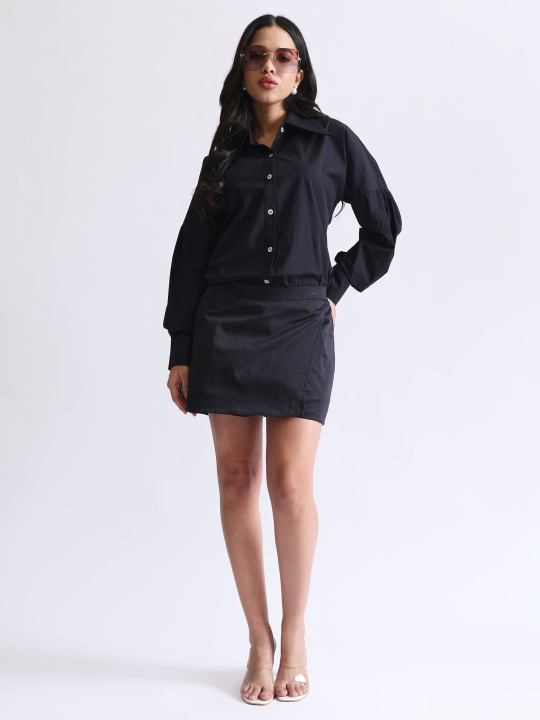 

NH KAPDEWALA Women Mini-Length Skorts Skirts, Black