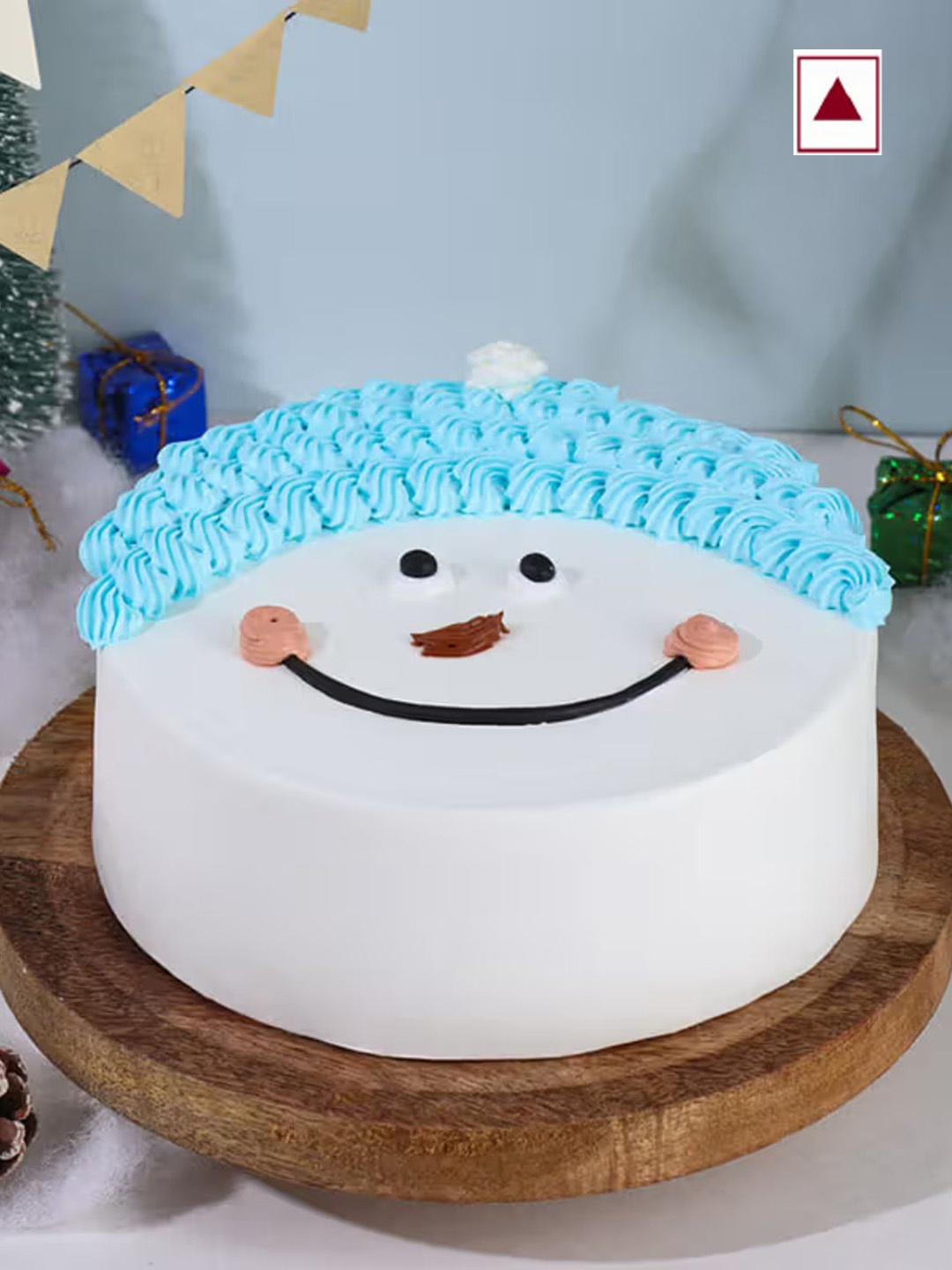 

Floweraura Frosty Cheer Christmas Vanilla Flavour Round Shape Cake- 3Kg, White