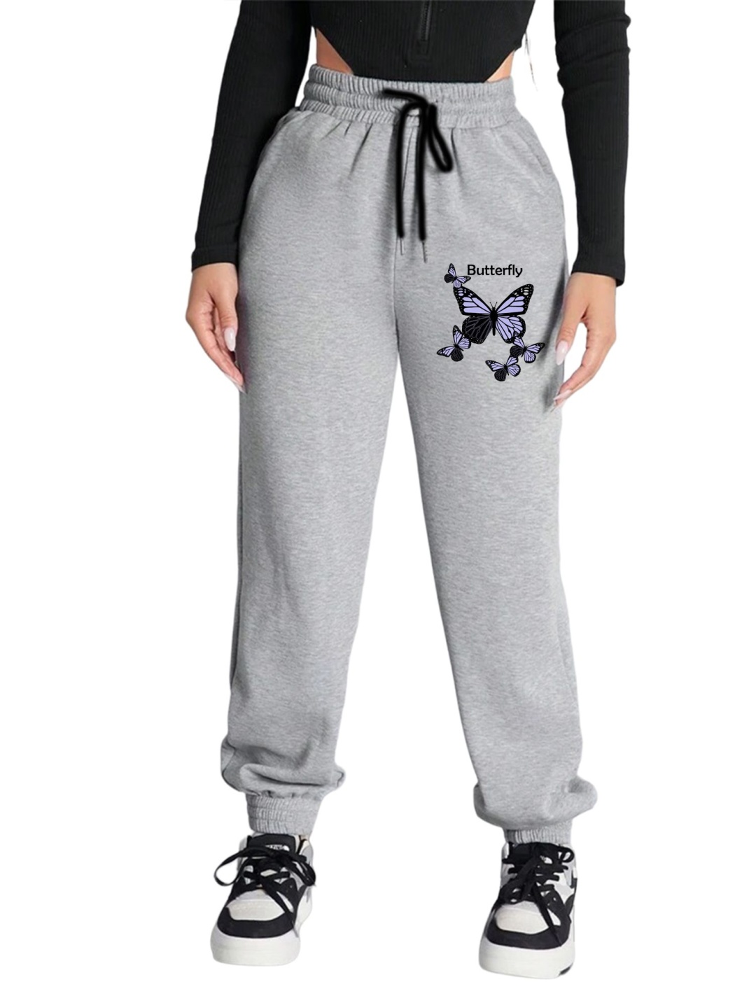 

TABADTOD Women Printed Relaxed Fit Joggers Trousers, Grey