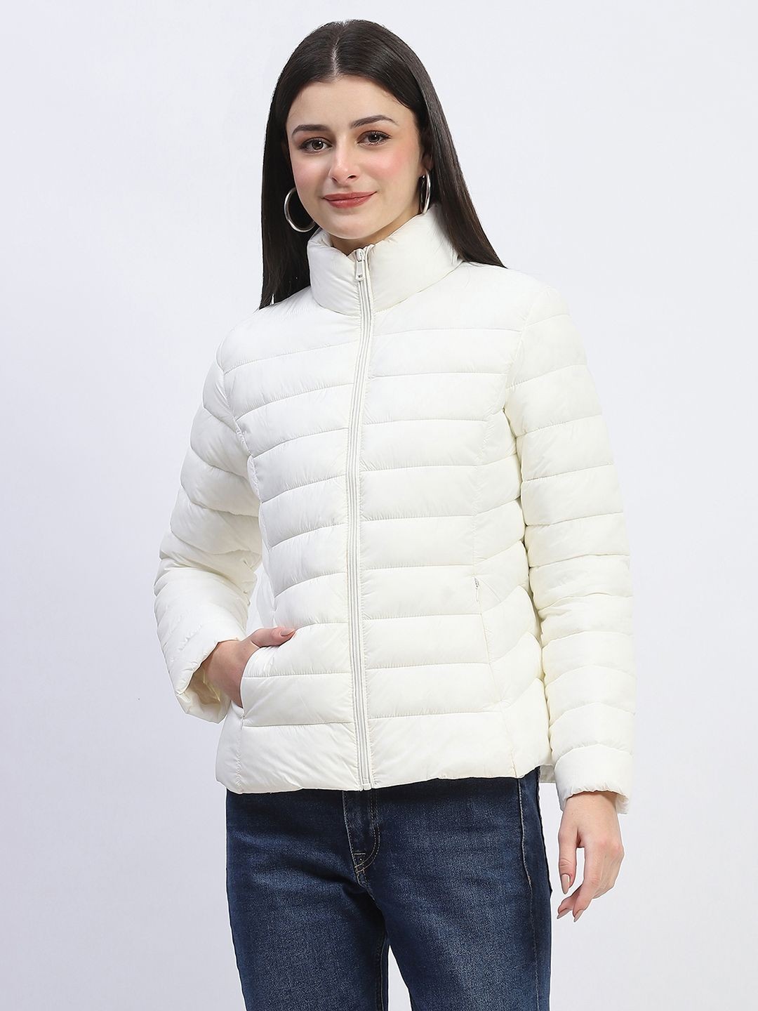 

Madame Women Polyester Quilted Jacket, White
