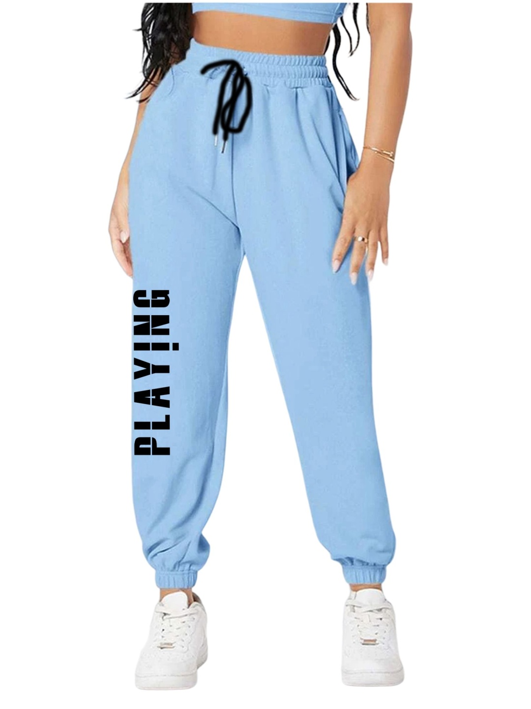 

TABADTOD Women Printed Relaxed Joggers Trousers, Blue