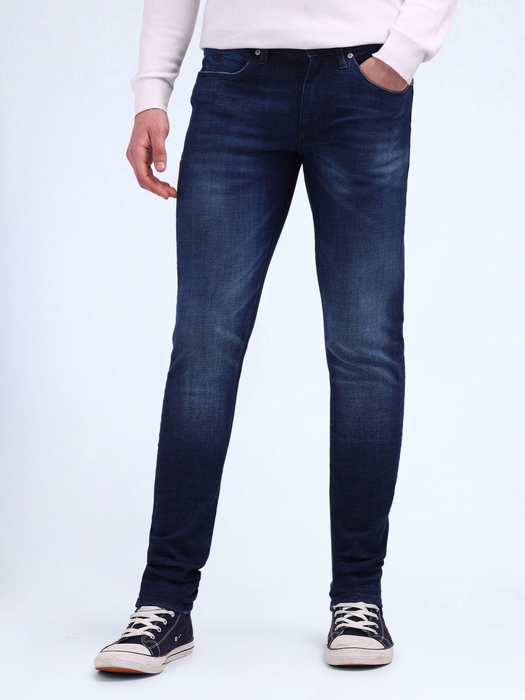

Flying Machine Men Super Skinny Fit Heavy Fade Stretchable Jeans, Blue
