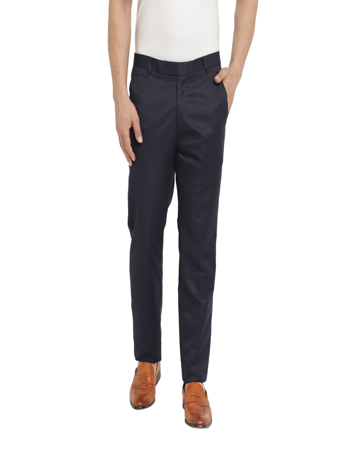 

READYON Men Smart Regular Fit Trousers, Blue