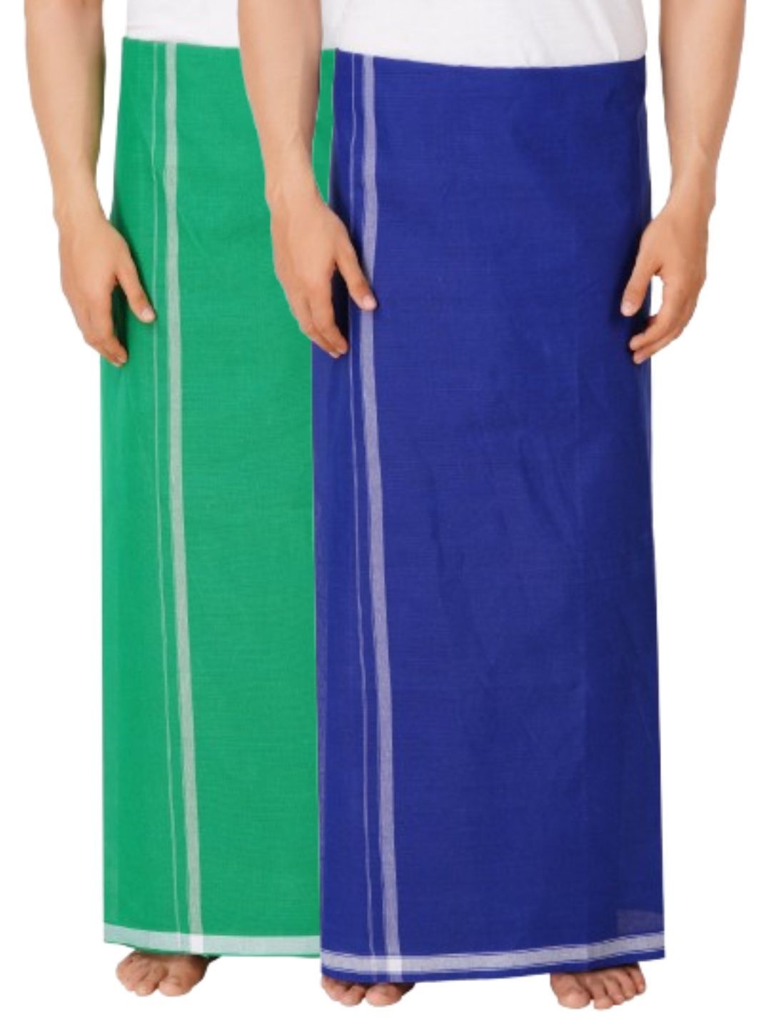 

Ethazh Men Pack of 2 Dhotis, Green