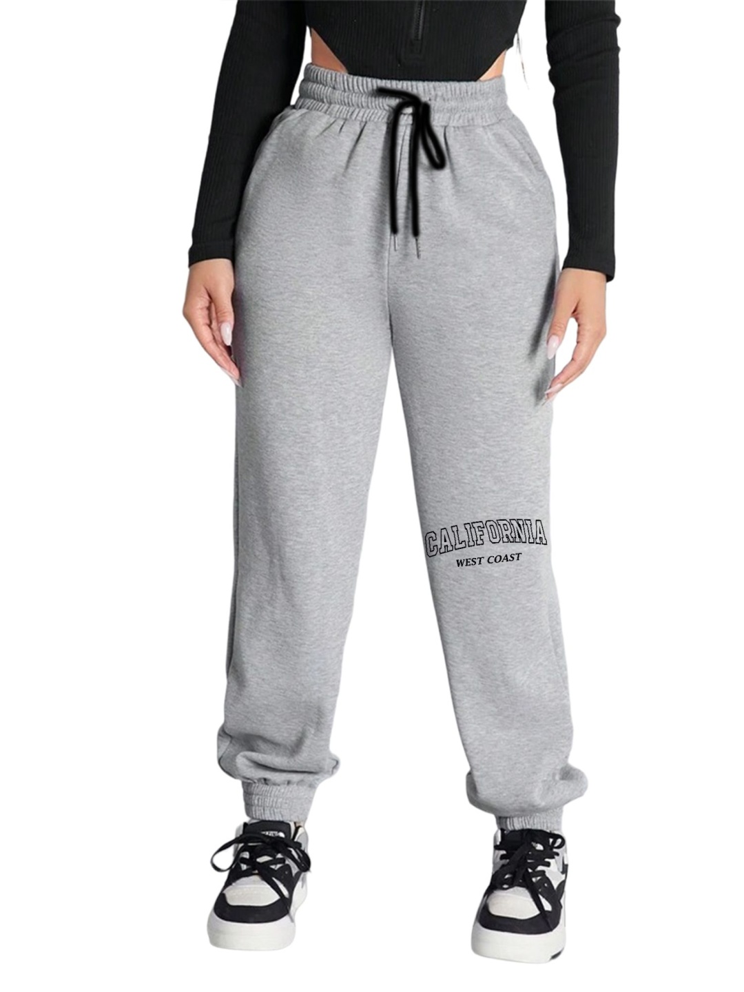 

TABADTOD Women Printed Relaxed Joggers Trousers, Grey
