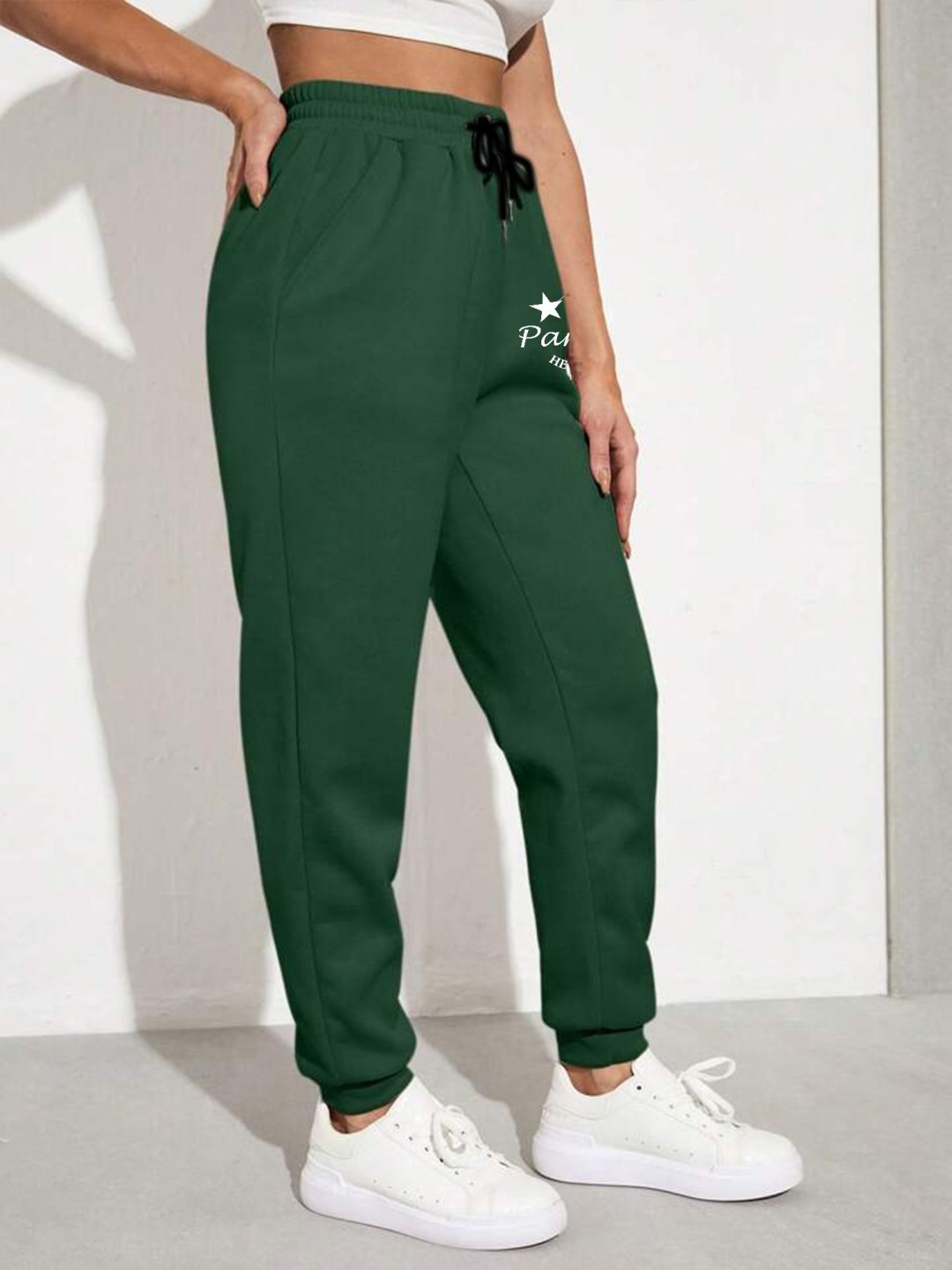 

TABADTOD Women Typography Printed Relaxed Joggers Trousers, Green